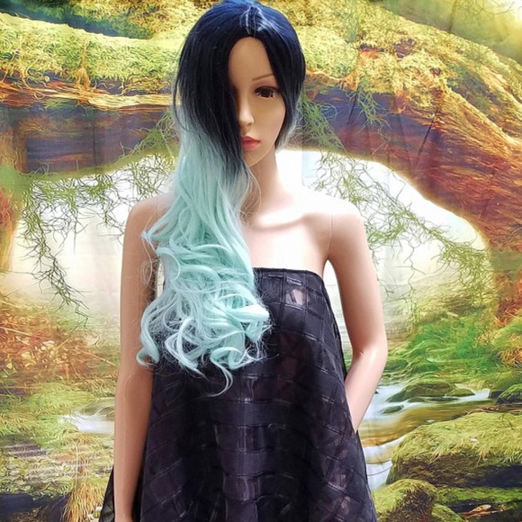 CIERRA Black Plaid & Mint Tulle Strapless Ballgown